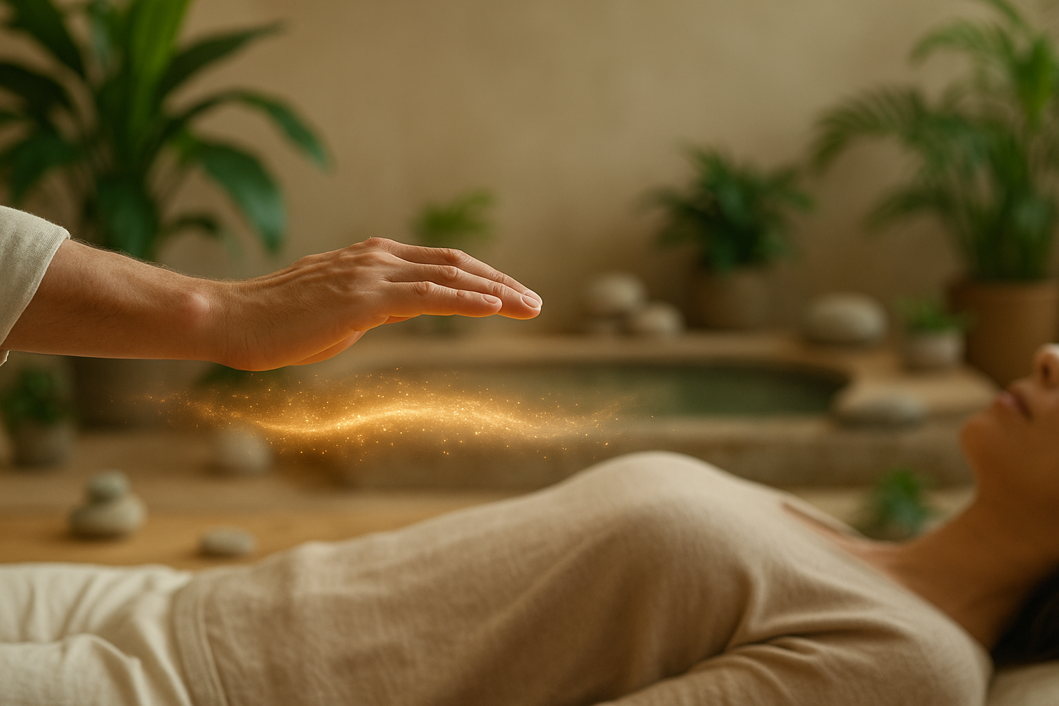 Illustration d'une séance de magnétisme à domicile autour de Nîmes